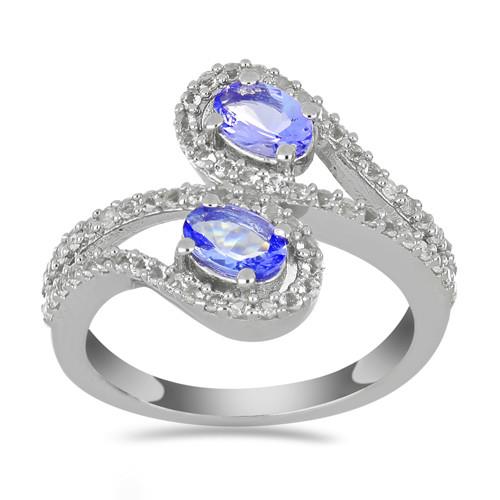 BUY STERLING SILVER NATURAL TANZANITE GEMSTONE STYLISH RING